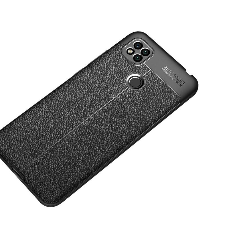 Cover Xiaomi Redmi 9C Doppia Linea Litchi Effetto Pelle