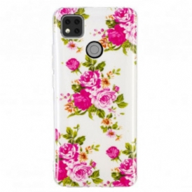 Cover Xiaomi Redmi 9C Fiori Liberty Fluorescenti