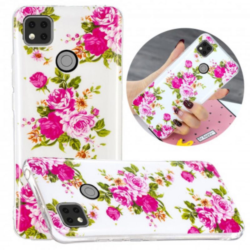 Cover Xiaomi Redmi 9C Fiori Liberty Fluorescenti