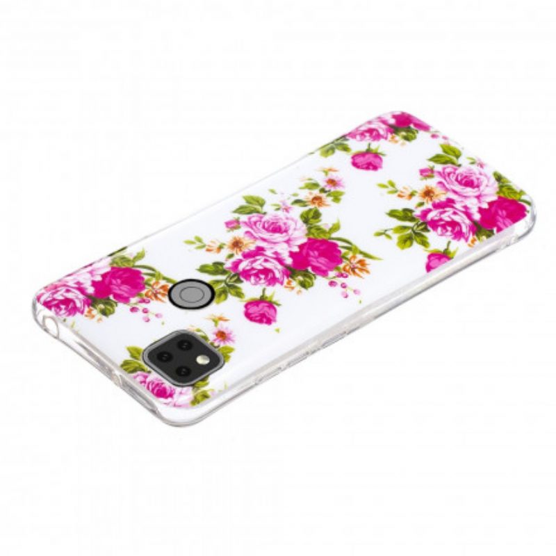 Cover Xiaomi Redmi 9C Fiori Liberty Fluorescenti