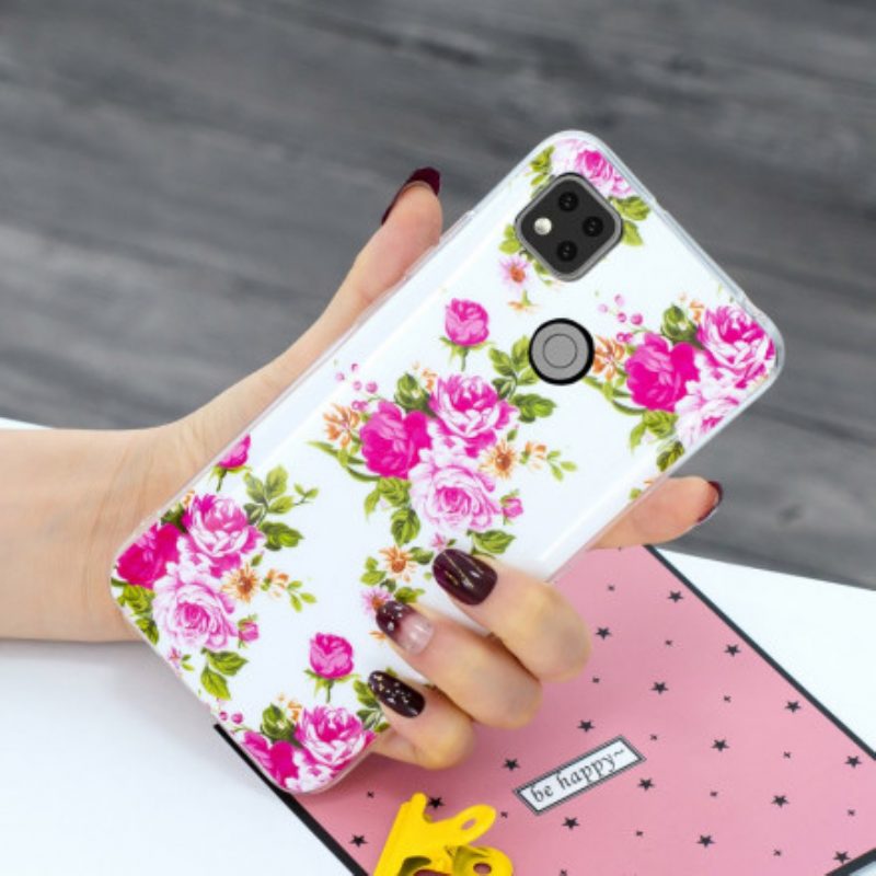 Cover Xiaomi Redmi 9C Fiori Liberty Fluorescenti