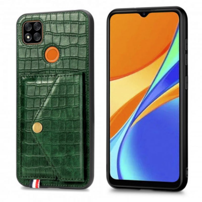 Cover Xiaomi Redmi 9C Portacarte E Supporto In Coccodrillo