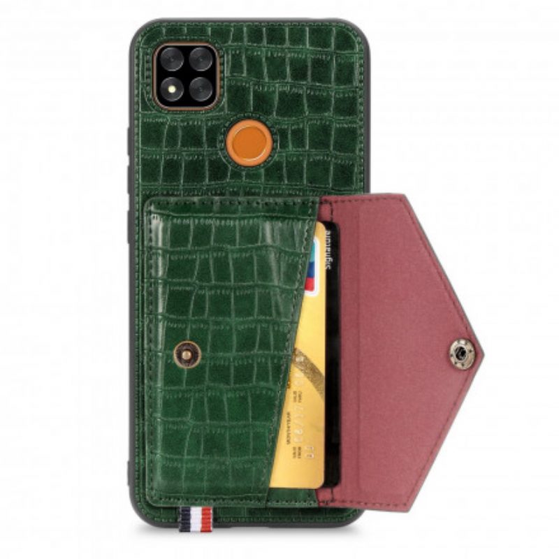 Cover Xiaomi Redmi 9C Portacarte E Supporto In Coccodrillo