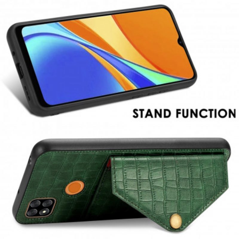 Cover Xiaomi Redmi 9C Portacarte E Supporto In Coccodrillo