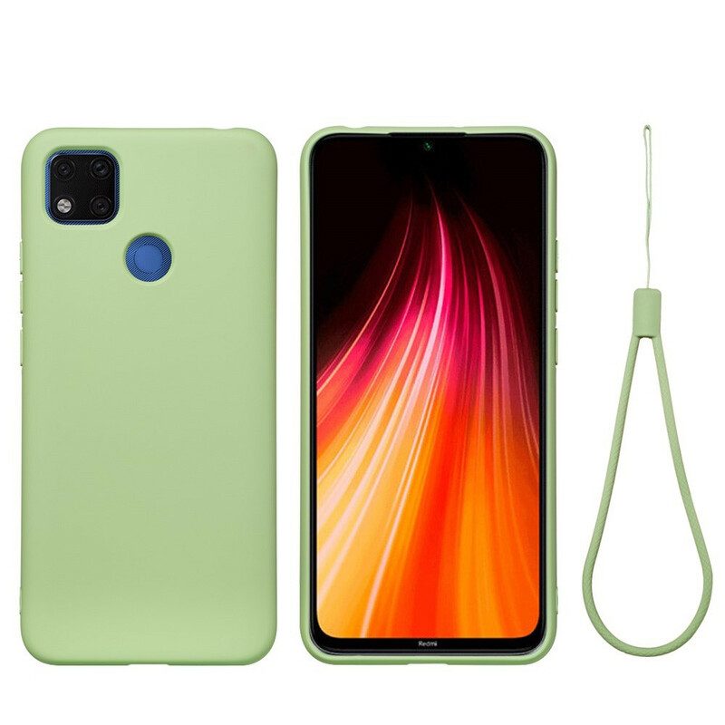 Cover Xiaomi Redmi 9C Silicone Liquido Con Cordino