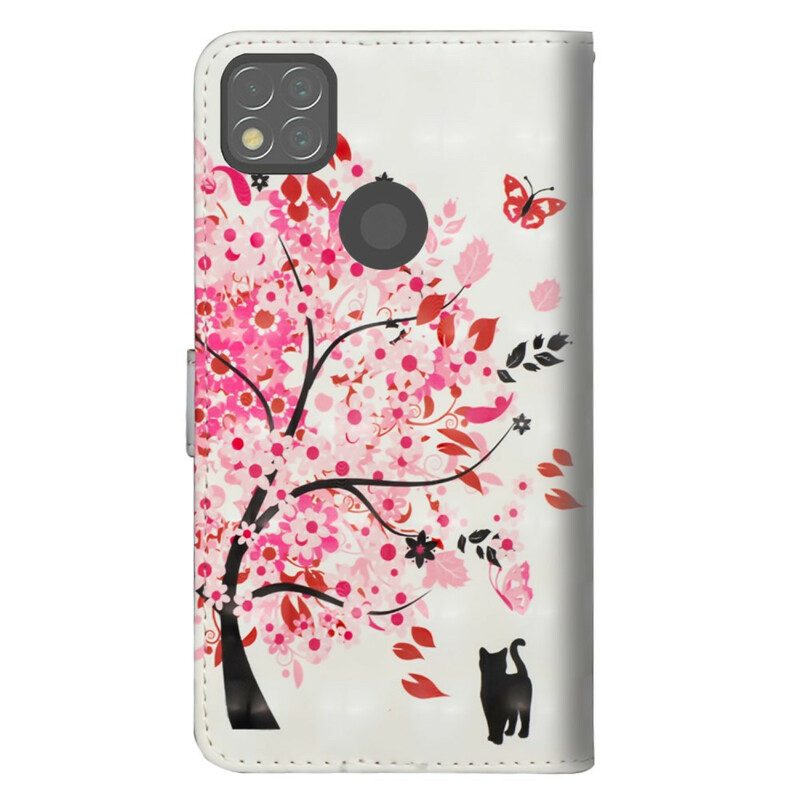 Custodia in pelle Xiaomi Redmi 9C Albero Rosa