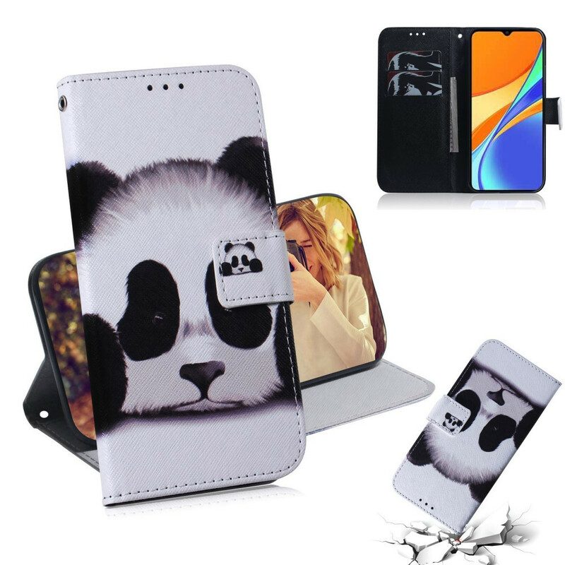 Custodia in pelle Xiaomi Redmi 9C Faccia Da Panda