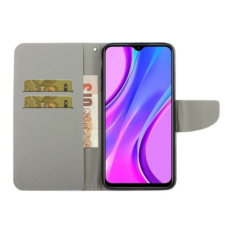 Custodia in pelle Xiaomi Redmi 9C Farfalle Stregate