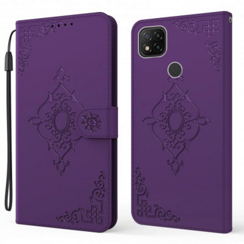 Custodia in pelle Xiaomi Redmi 9C Fiore Barocco Strappy