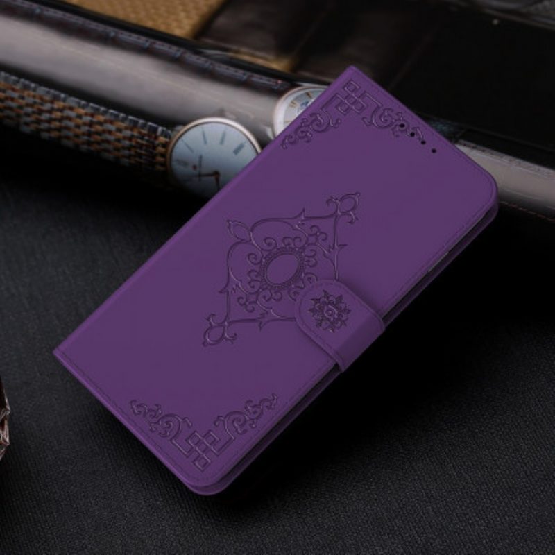 Custodia in pelle Xiaomi Redmi 9C Fiore Barocco Strappy