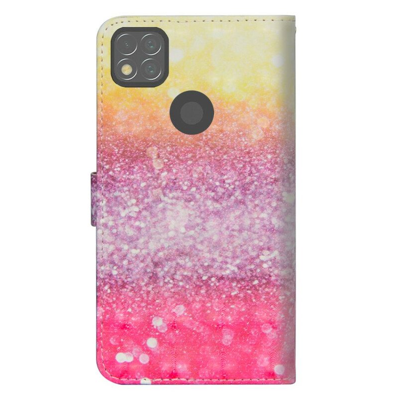 Custodia in pelle Xiaomi Redmi 9C Gradiente Glitterato Magenta