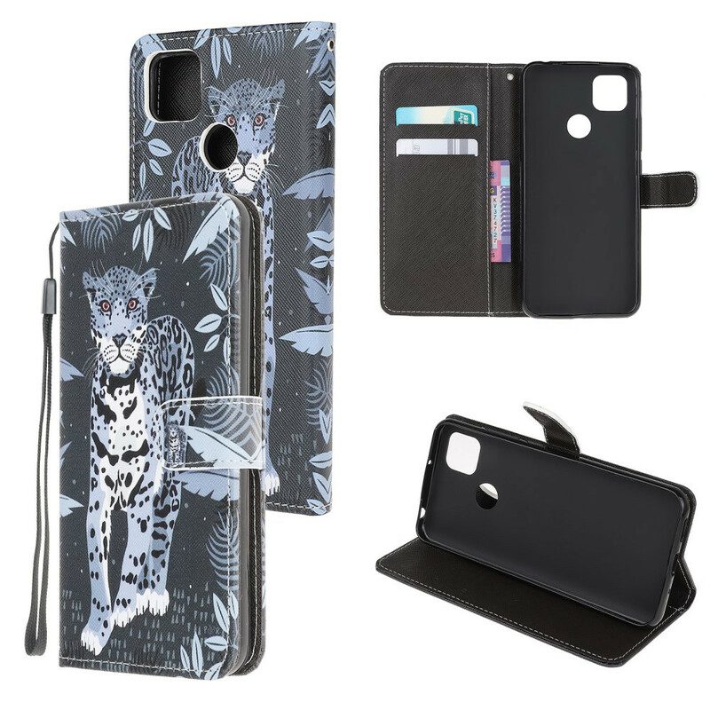 Custodia in pelle Xiaomi Redmi 9C Leopardo Con Spalline