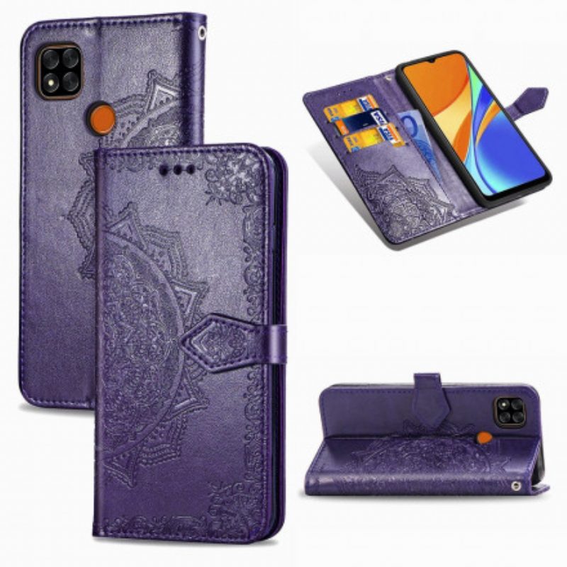 Custodia in pelle Xiaomi Redmi 9C Mandala Medioevo