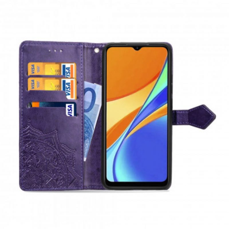 Custodia in pelle Xiaomi Redmi 9C Mandala Medioevo