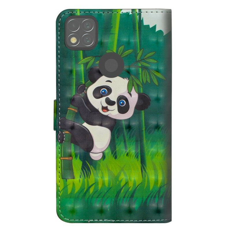 Custodia in pelle Xiaomi Redmi 9C Panda E Bambù