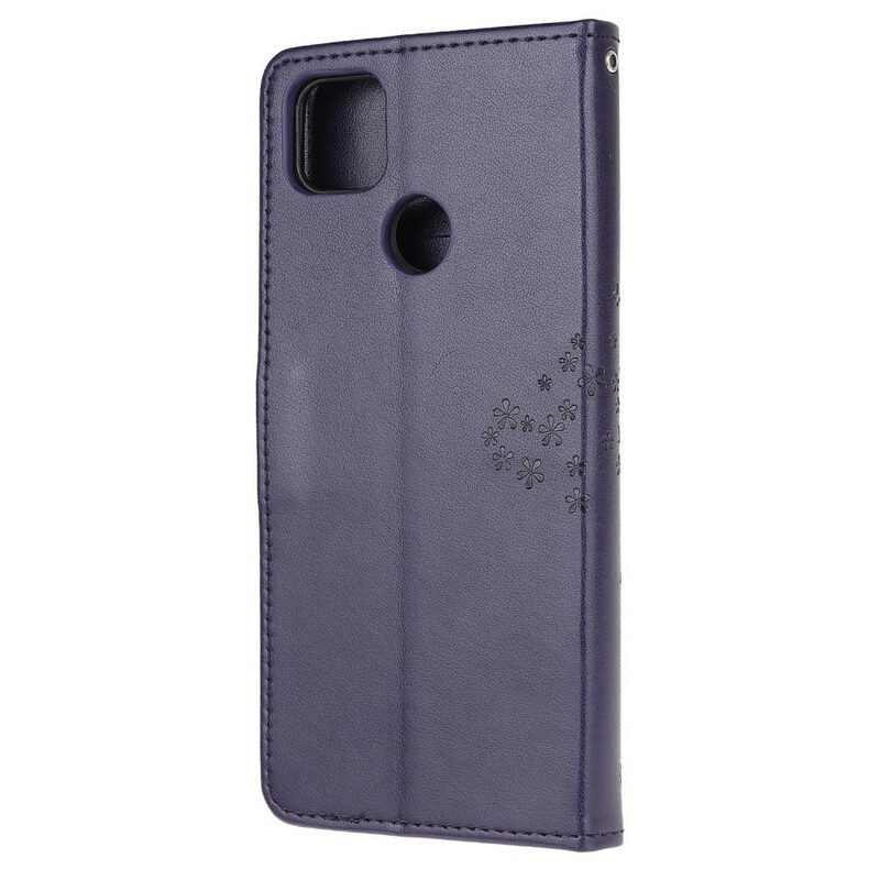 Custodia in pelle Xiaomi Redmi 9C Perizoma Albero E Gufi