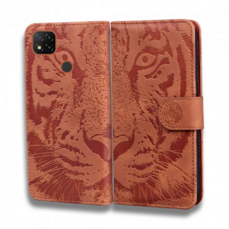 Custodia in pelle Xiaomi Redmi 9C Stampa Faccia Di Tigre