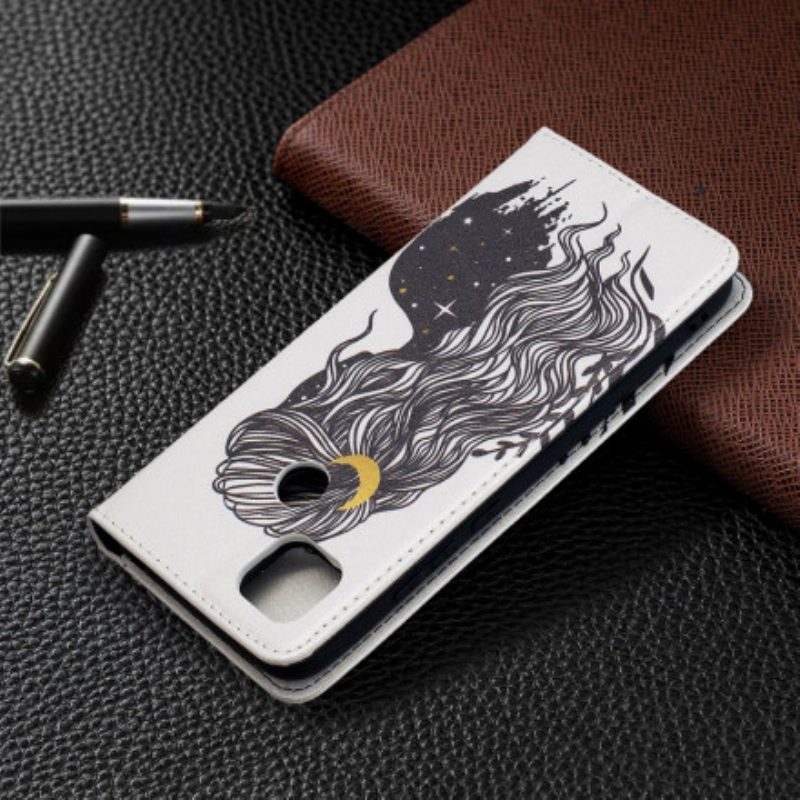 Folio Cover Xiaomi Redmi 9C Custodia in pelle Bei Capelli