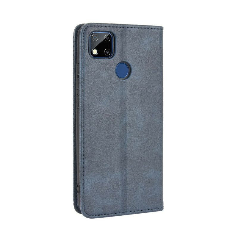 Folio Cover Xiaomi Redmi 9C Custodia in pelle Effetto Pelle Vintage Stilizzato