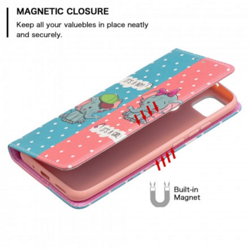 Folio Cover Xiaomi Redmi 9C Custodia in pelle Elefantini