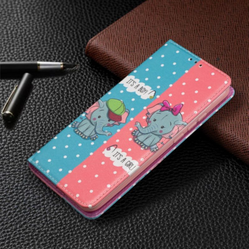 Folio Cover Xiaomi Redmi 9C Custodia in pelle Elefantini