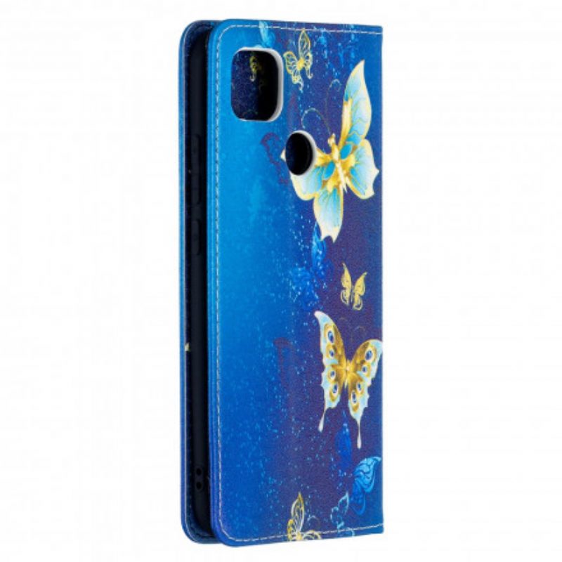 Folio Cover Xiaomi Redmi 9C Custodia in pelle Farfalle Colorate