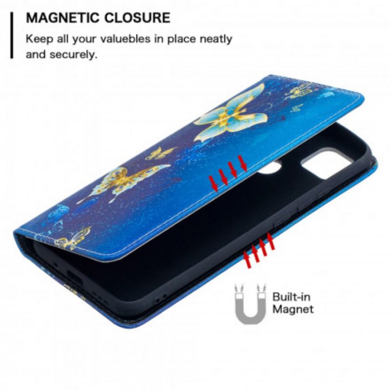 Folio Cover Xiaomi Redmi 9C Custodia in pelle Farfalle Colorate