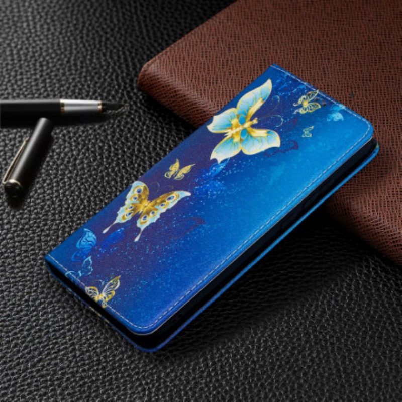 Folio Cover Xiaomi Redmi 9C Custodia in pelle Farfalle Colorate