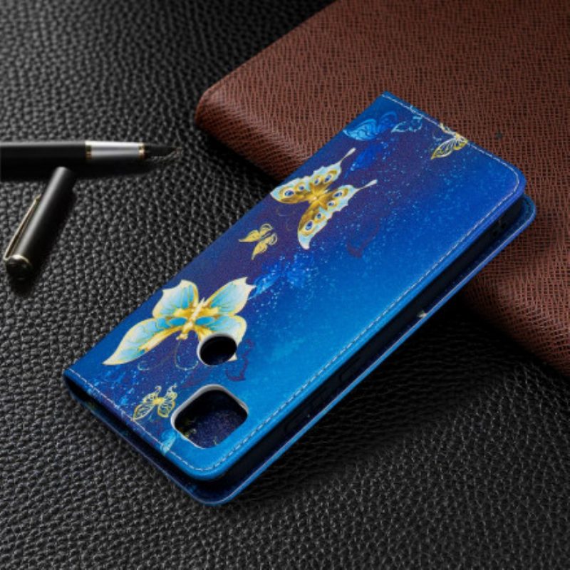 Folio Cover Xiaomi Redmi 9C Custodia in pelle Farfalle Colorate