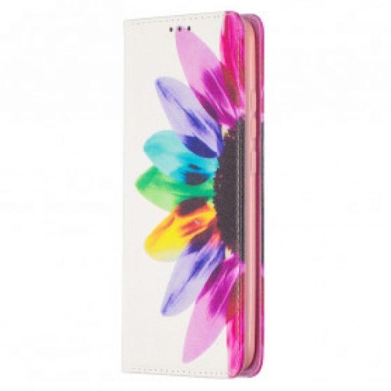 Folio Cover Xiaomi Redmi 9C Custodia in pelle Fiore Dell'acquerello