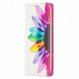 Folio Cover Xiaomi Redmi 9C Custodia in pelle Fiore Dell'acquerello