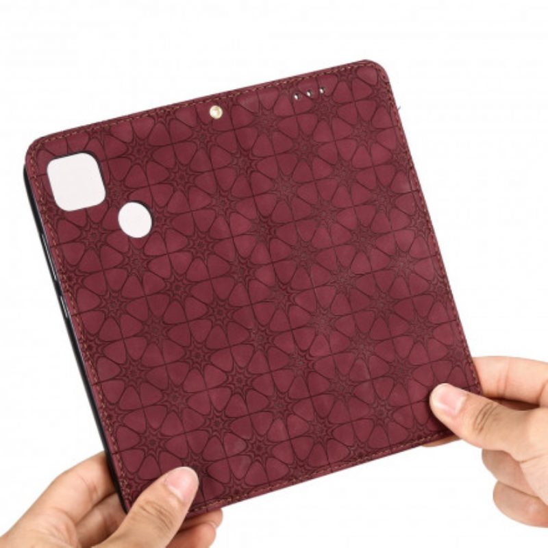 Folio Cover Xiaomi Redmi 9C Custodia in pelle Fiori Barocchi