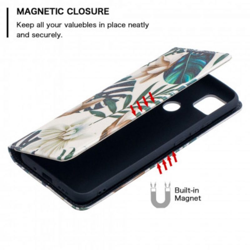 Folio Cover Xiaomi Redmi 9C Custodia in pelle Foglie