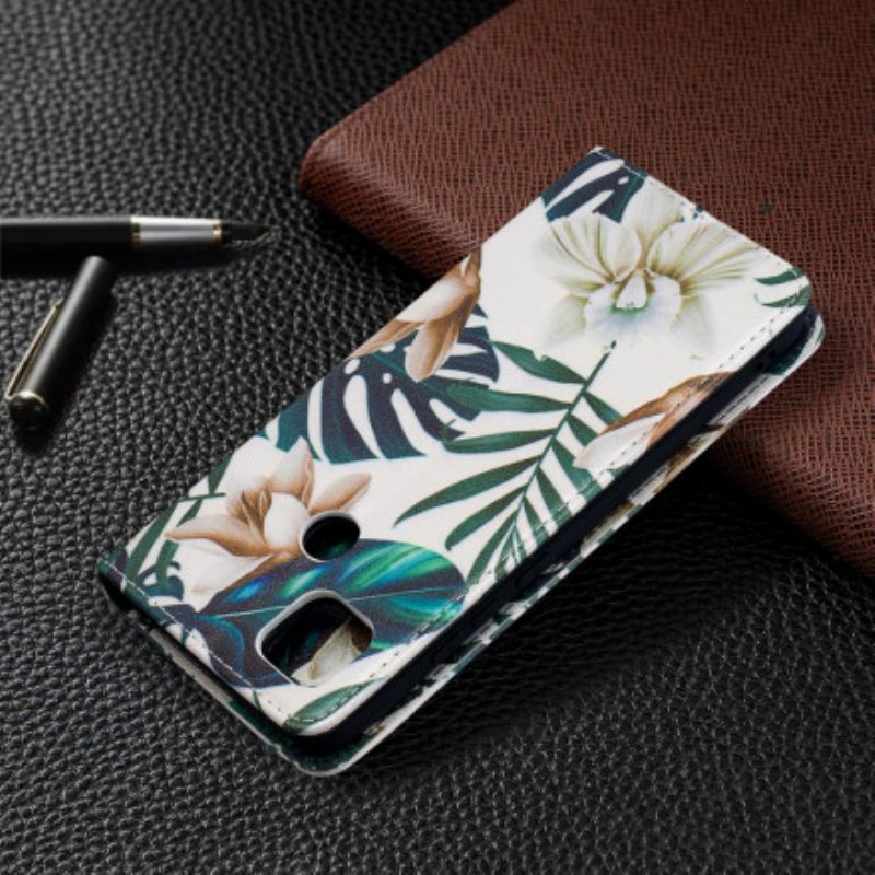 Folio Cover Xiaomi Redmi 9C Custodia in pelle Foglie