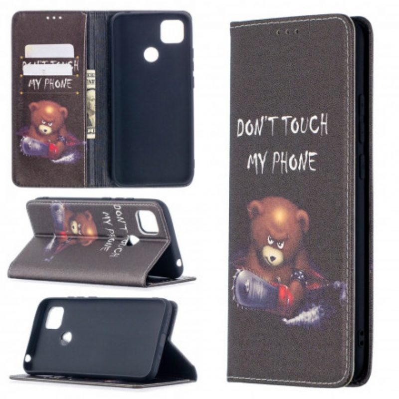 Folio Cover Xiaomi Redmi 9C Custodia in pelle Orso Pericoloso