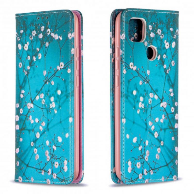 Folio Cover Xiaomi Redmi 9C Custodia in pelle Rami Fioriti