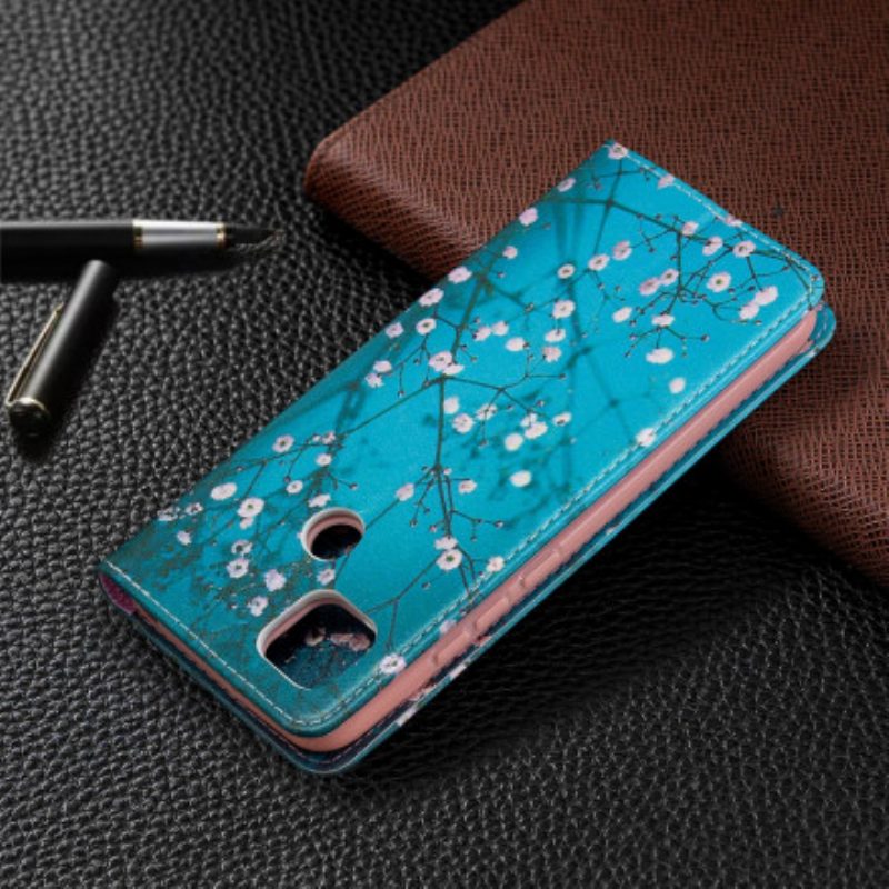 Folio Cover Xiaomi Redmi 9C Custodia in pelle Rami Fioriti