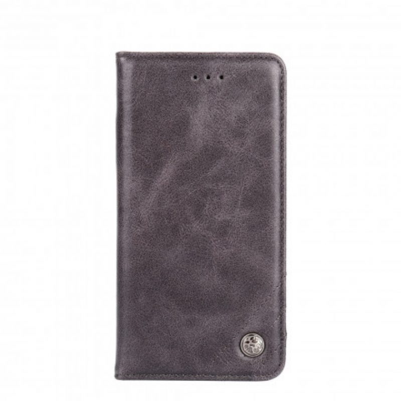 Folio Cover Xiaomi Redmi 9C Custodia in pelle Rivetto In Pelle Stile