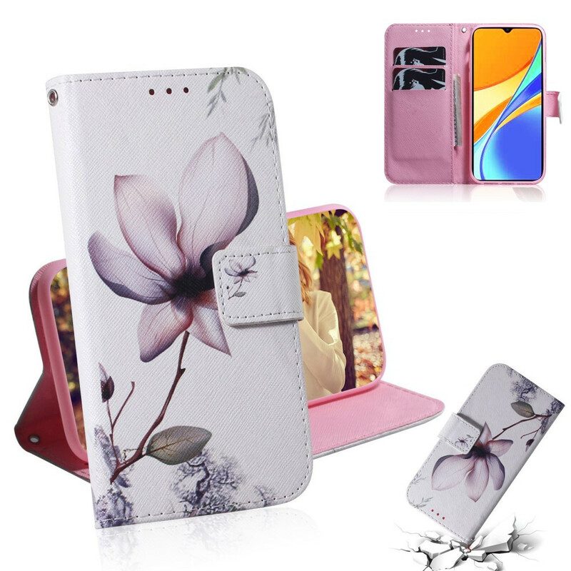 Folio Cover Xiaomi Redmi 9C Fiore Rosa Polveroso