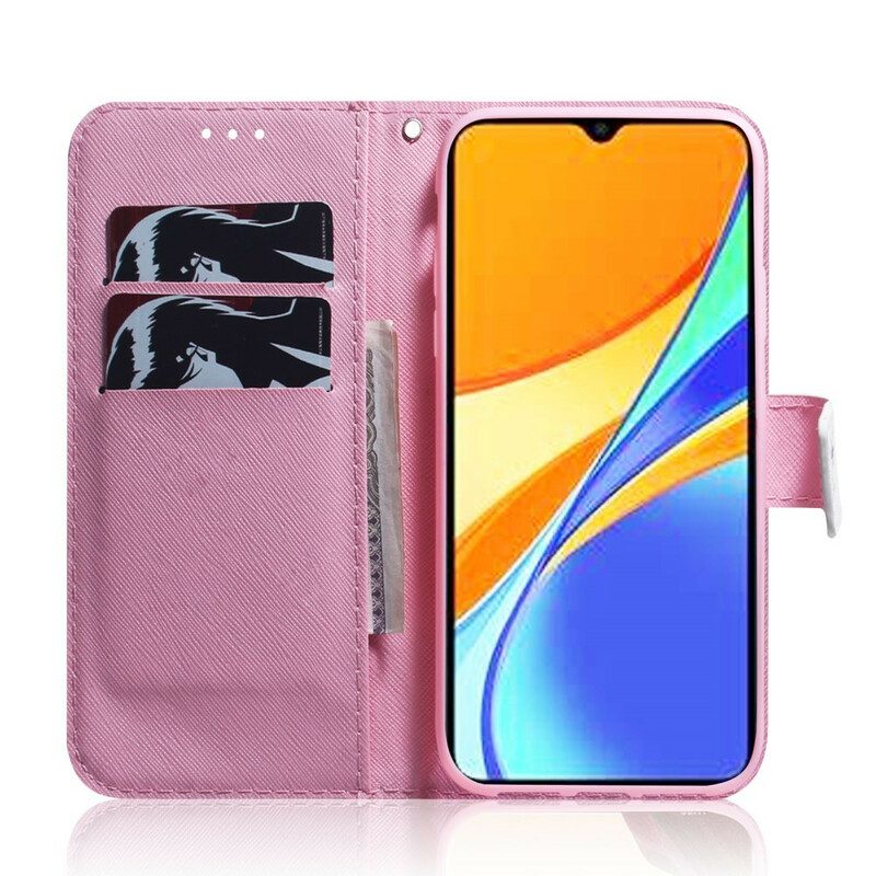 Folio Cover Xiaomi Redmi 9C Fiore Rosa Polveroso