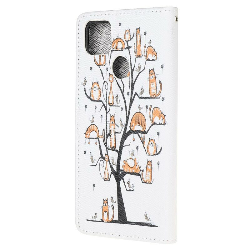 Folio Cover Xiaomi Redmi 9C Gatti Funky Con Cinturino