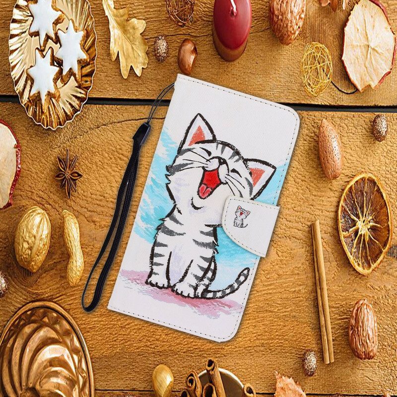 Folio Cover Xiaomi Redmi 9C Gattino Di Colore Strappy