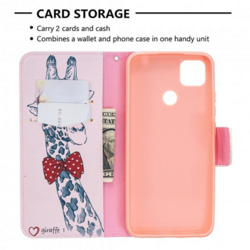 Folio Cover Xiaomi Redmi 9C Giraffa Intelligente