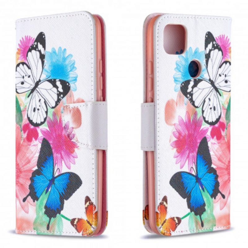 Folio Cover Xiaomi Redmi 9C Incredibili Farfalle Colorate