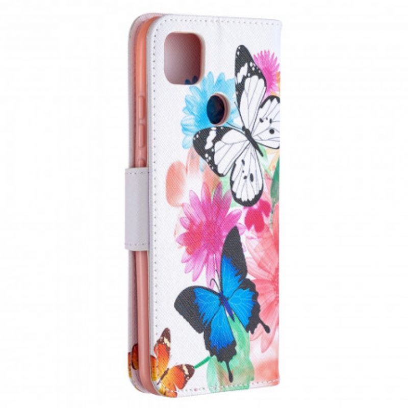 Folio Cover Xiaomi Redmi 9C Incredibili Farfalle Colorate