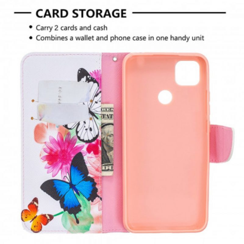 Folio Cover Xiaomi Redmi 9C Incredibili Farfalle Colorate