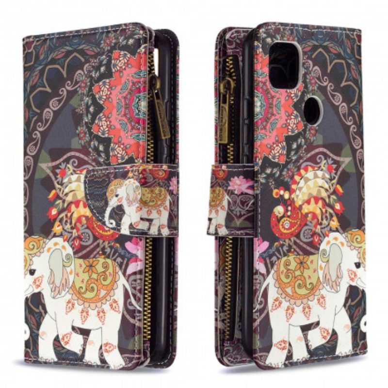 Folio Cover Xiaomi Redmi 9C Tasca Con Zip A Forma Di Elefante