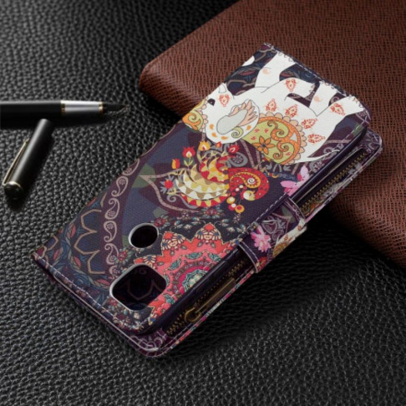 Folio Cover Xiaomi Redmi 9C Tasca Con Zip A Forma Di Elefante