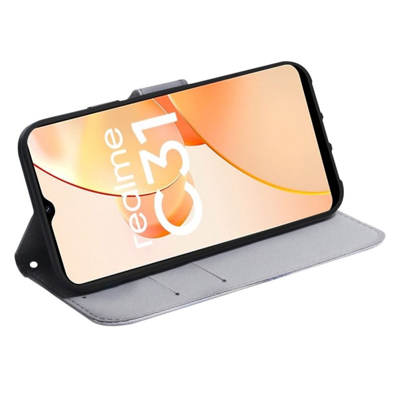 Folio Cover Realme C31 Disegno Del Gufo