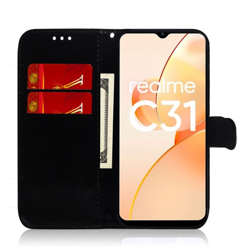 Folio Cover Realme C31 In Ecopelle Con Cinturino